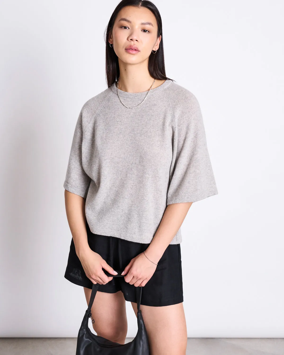 REC. WOOL KNIT T-SHIRT FRYD LIGHT GREY