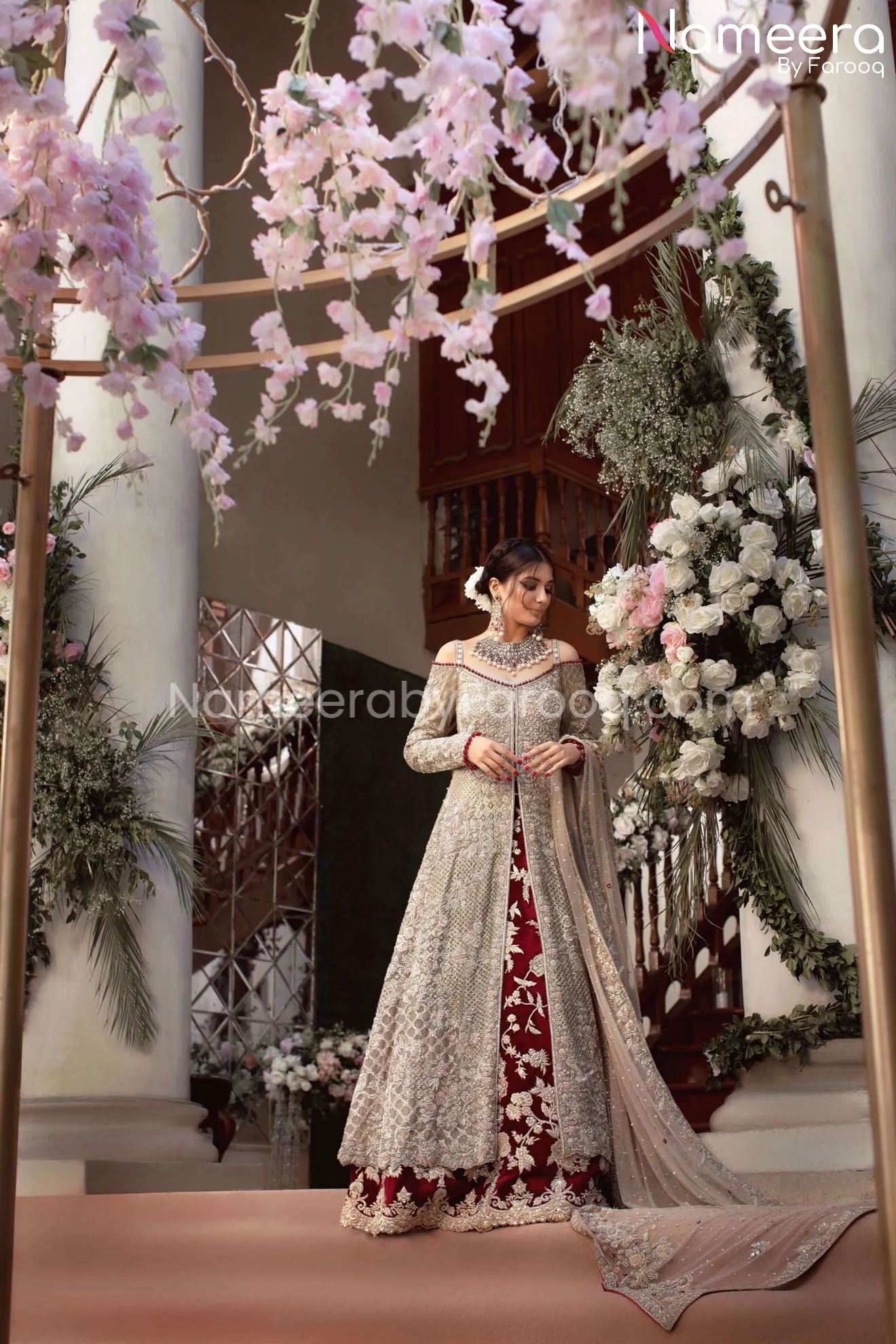 Red Lehenga with Open Shirt Bridal Dress Online #BS119