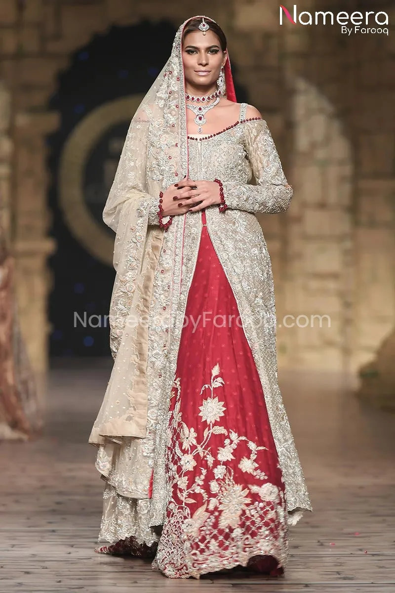 Red Lehenga with Open Shirt Bridal Dress Online #BS119