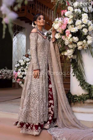 Red Lehenga with Open Shirt Bridal Dress Online #BS119