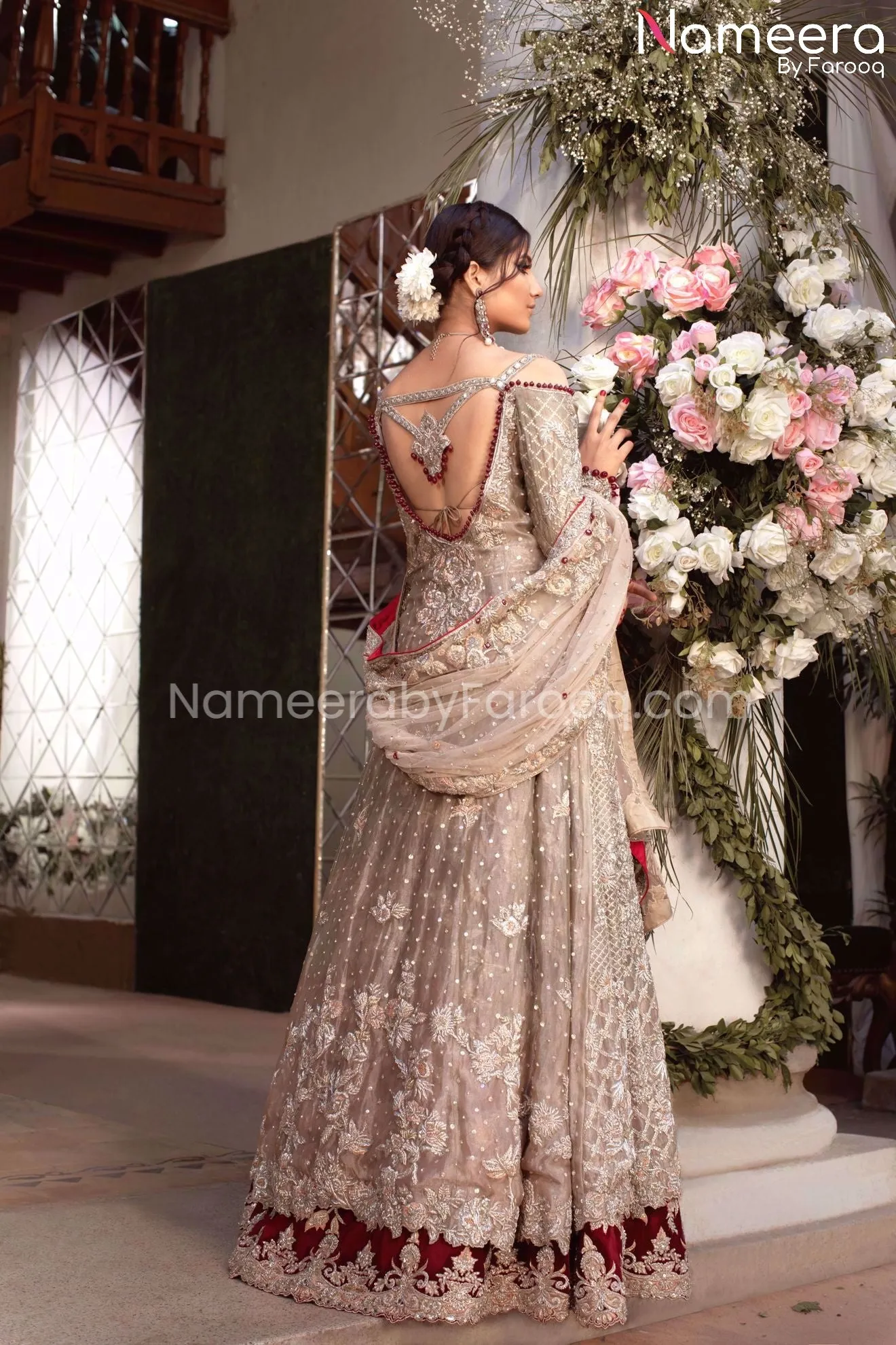 Red Lehenga with Open Shirt Bridal Dress Online #BS119