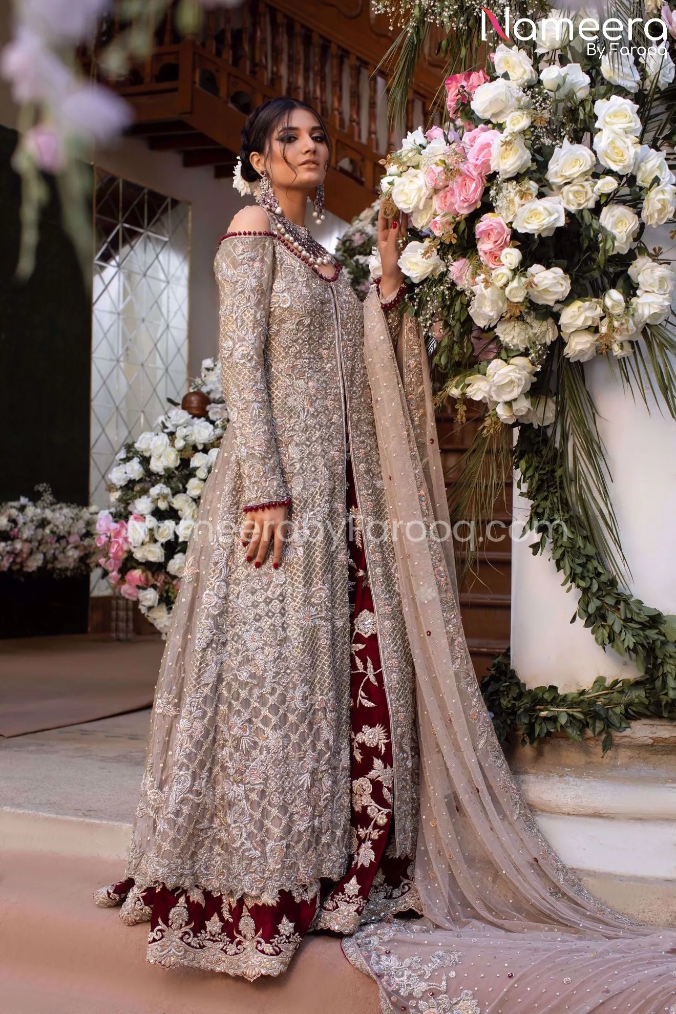 Red Lehenga with Open Shirt Bridal Dress Online #BS119