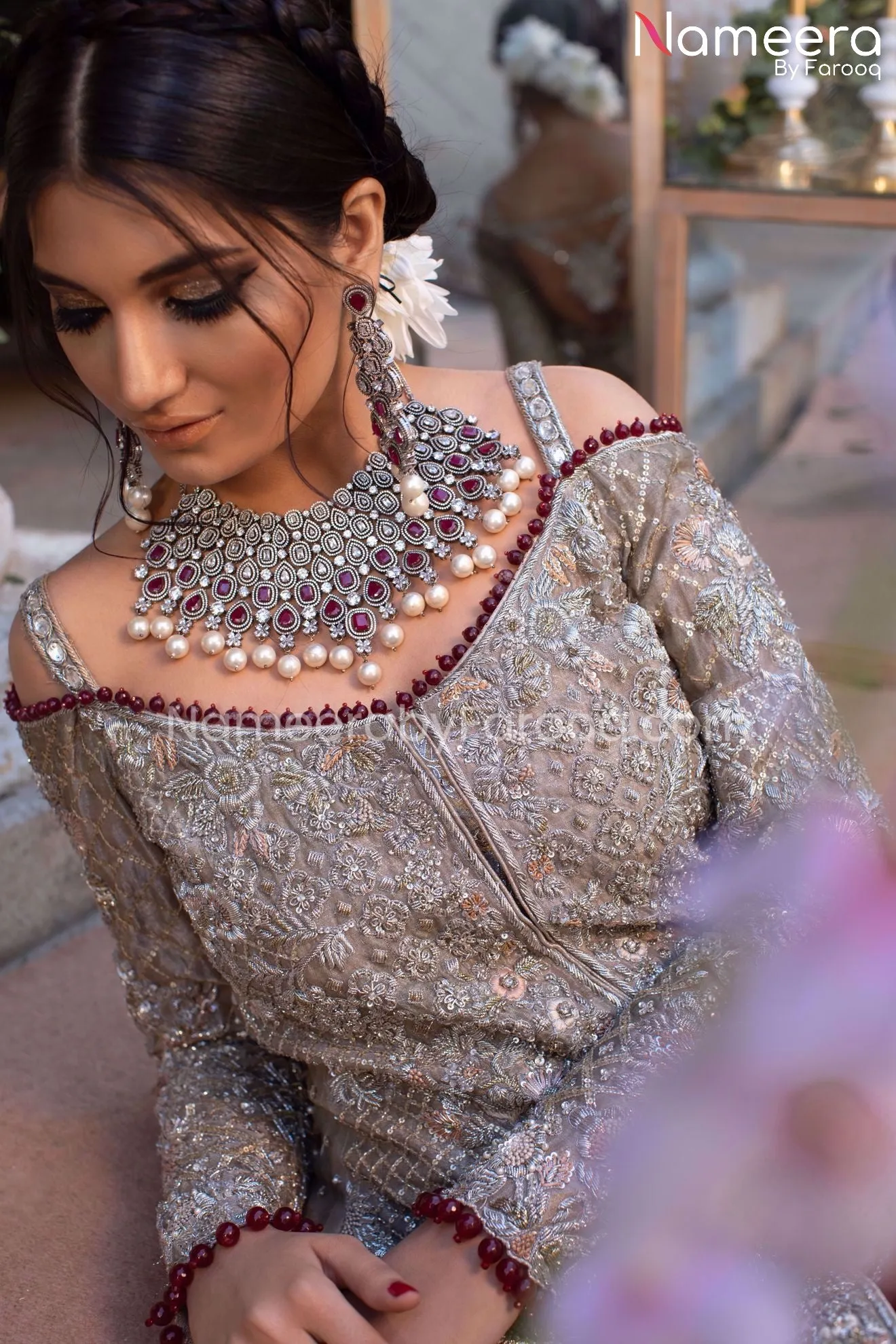 Red Lehenga with Open Shirt Bridal Dress Online #BS119
