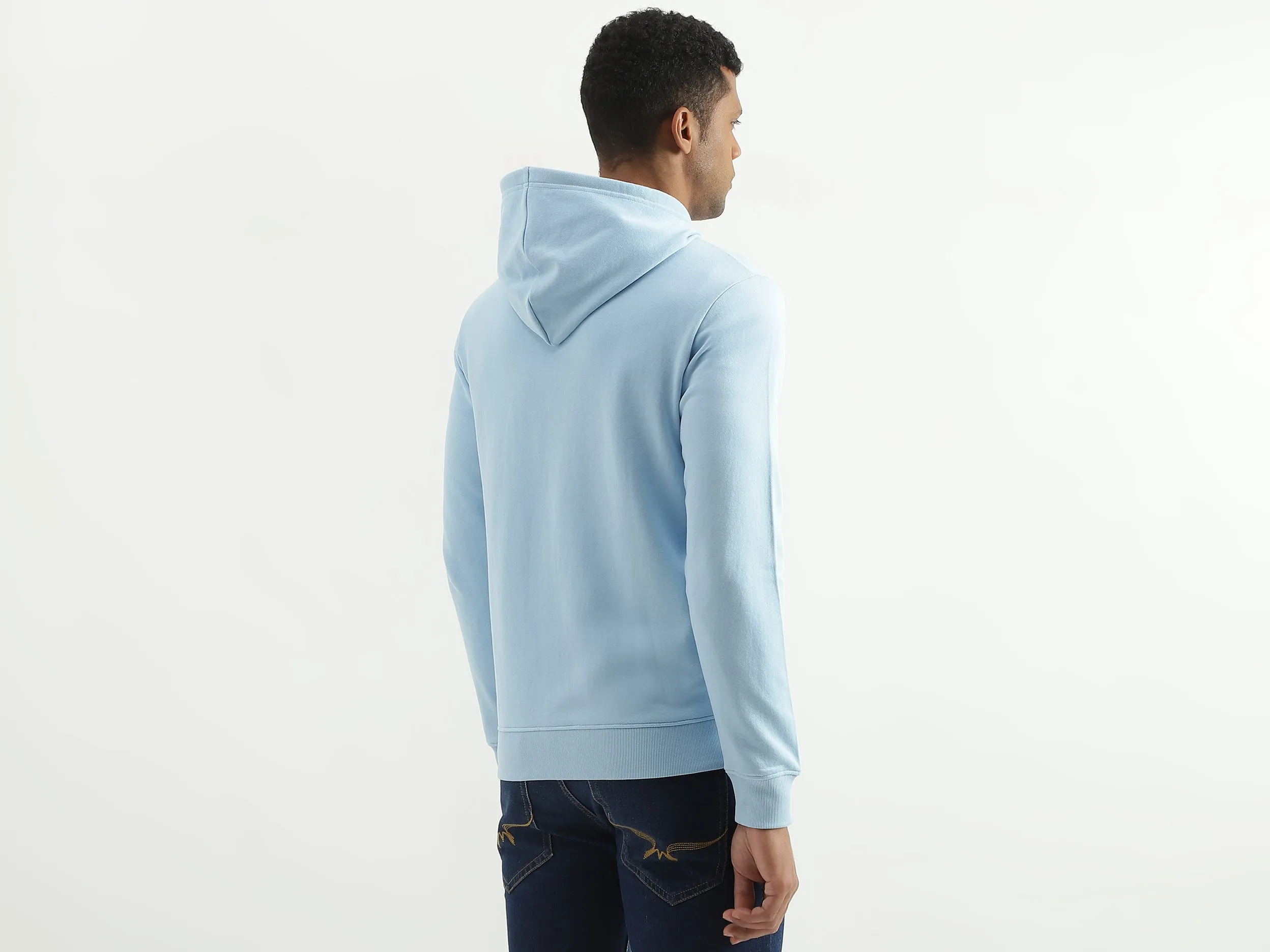 Regular Fit Hooded Solid Sweatshirt