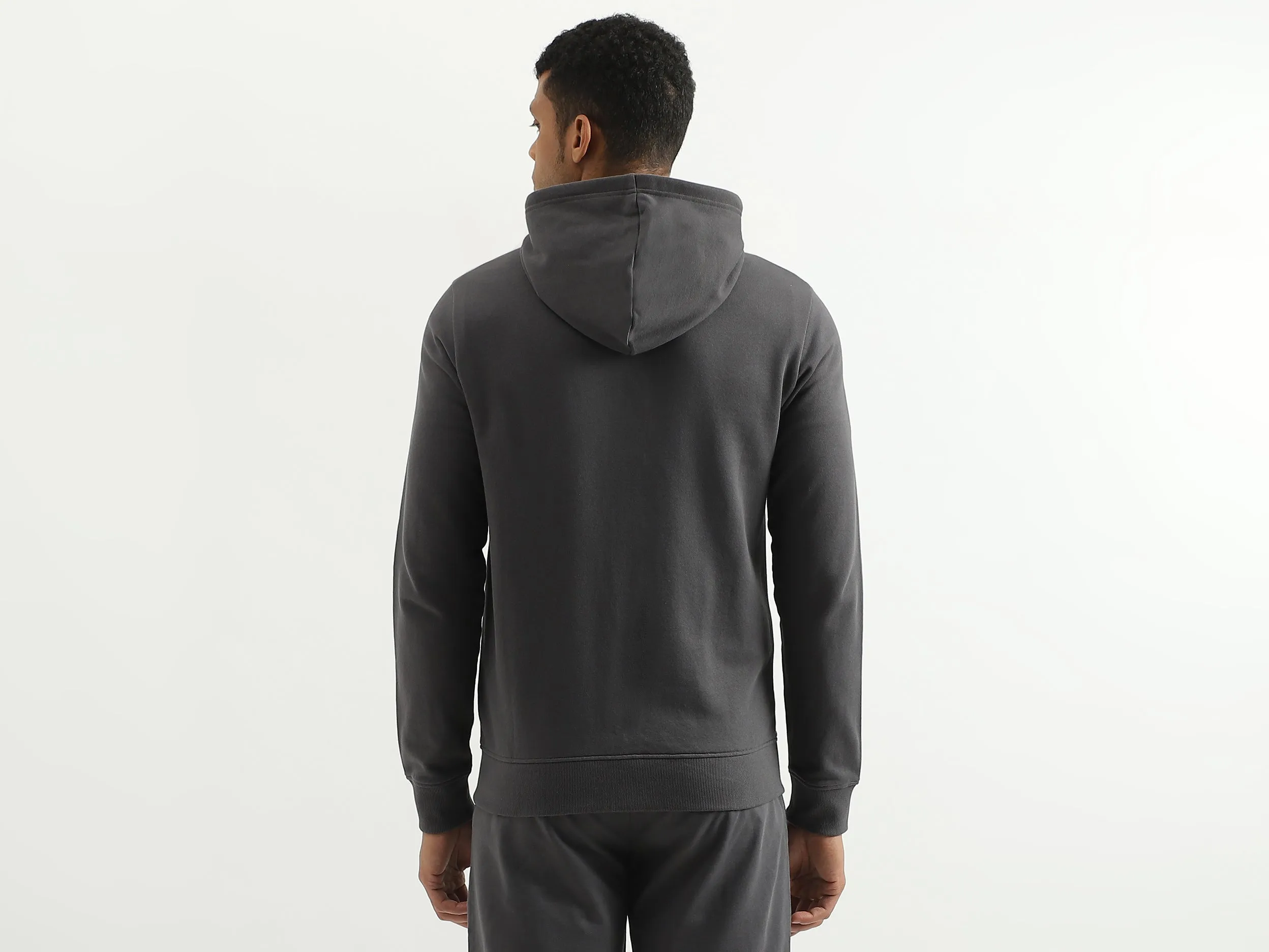 Regular Fit Hooded Solid Sweatshirt