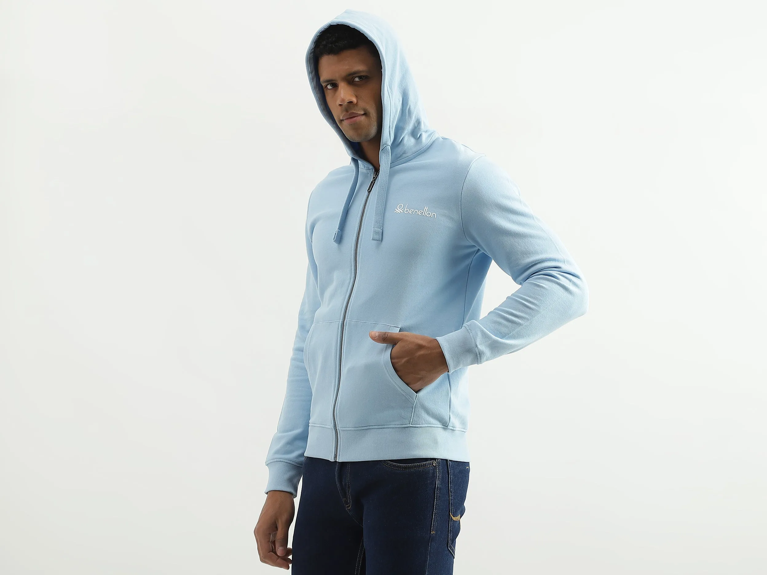 Regular Fit Hooded Solid Sweatshirt