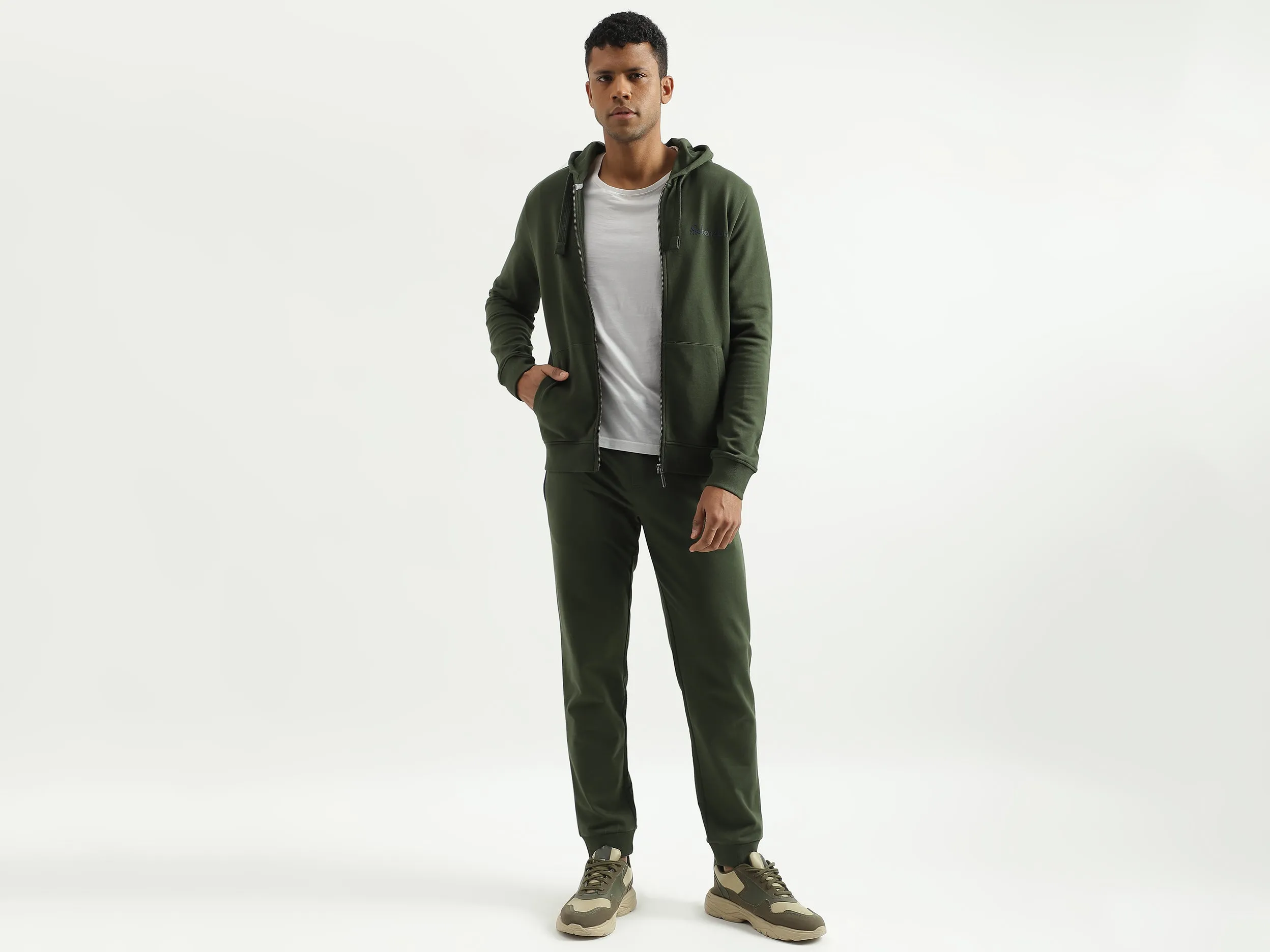 Regular Fit Hooded Solid Sweatshirt