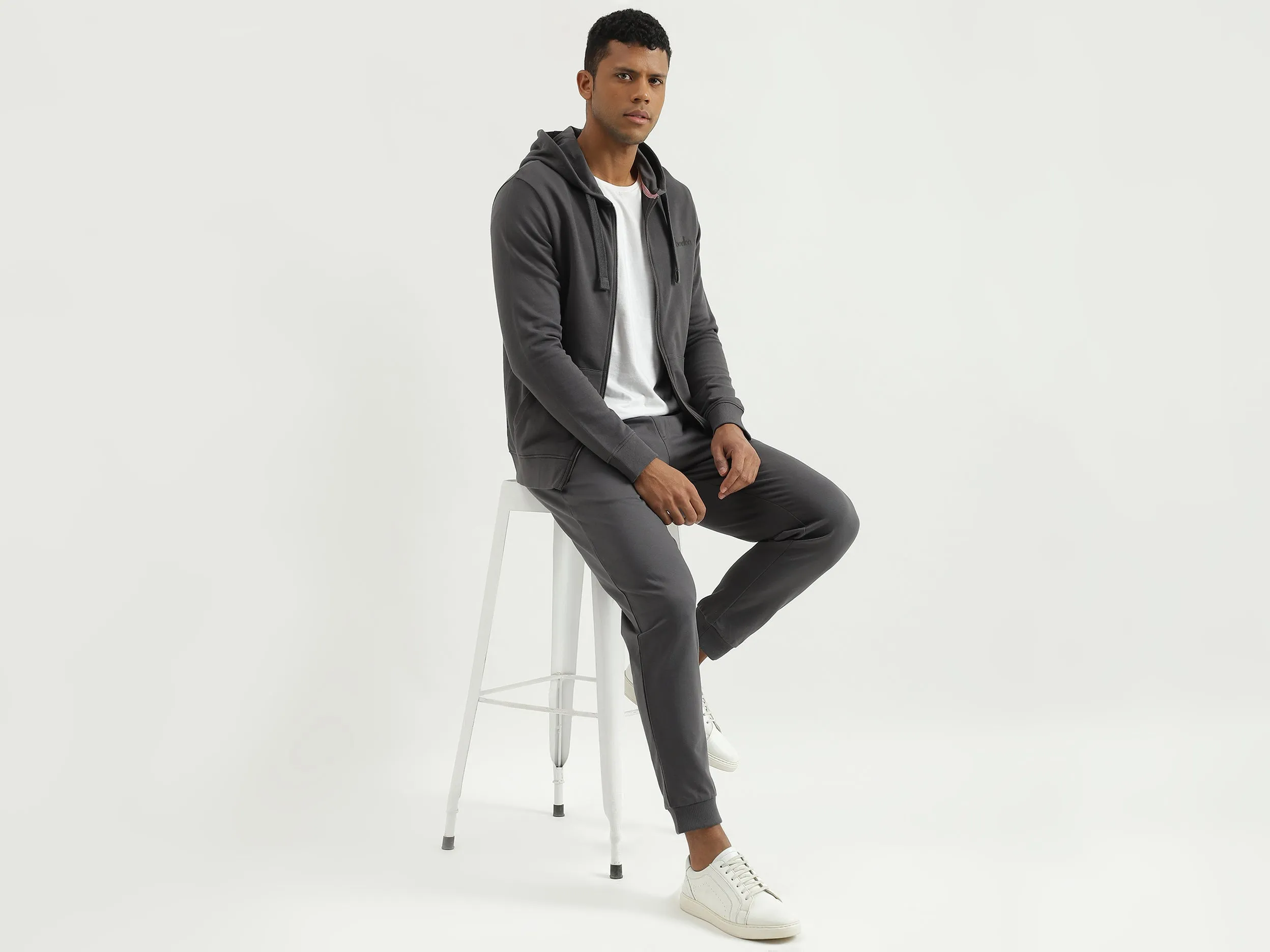 Regular Fit Hooded Solid Sweatshirt
