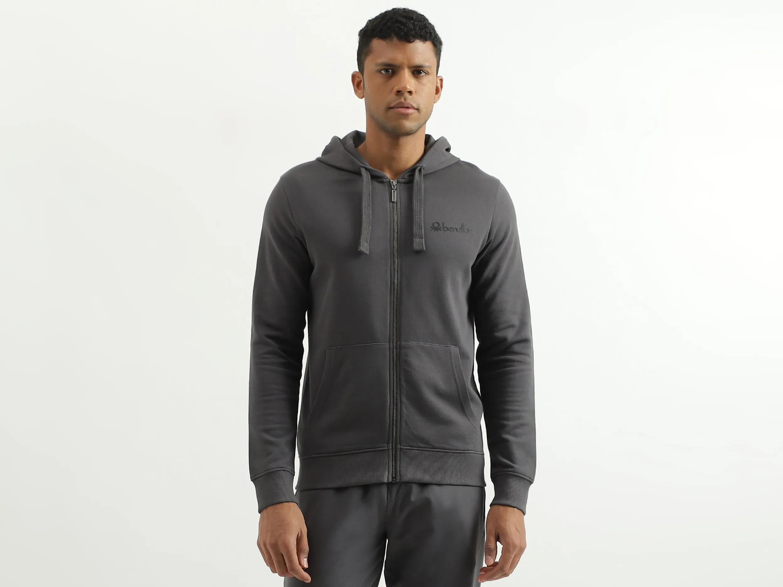 Regular Fit Hooded Solid Sweatshirt