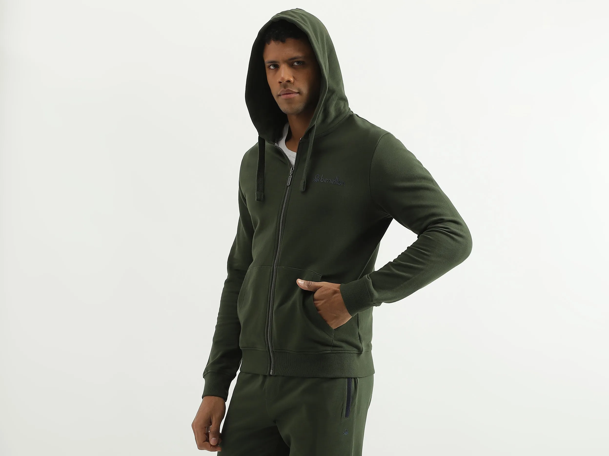 Regular Fit Hooded Solid Sweatshirt