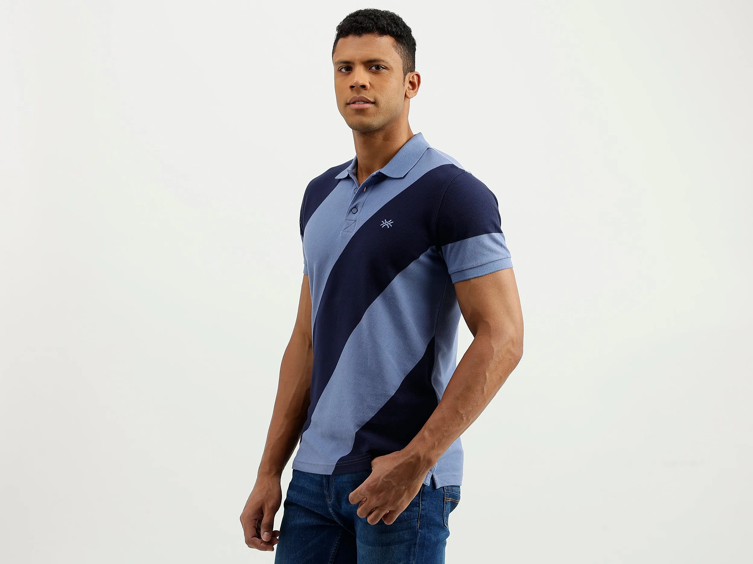 Regular Fit Polo Collar Striped T-Shirt