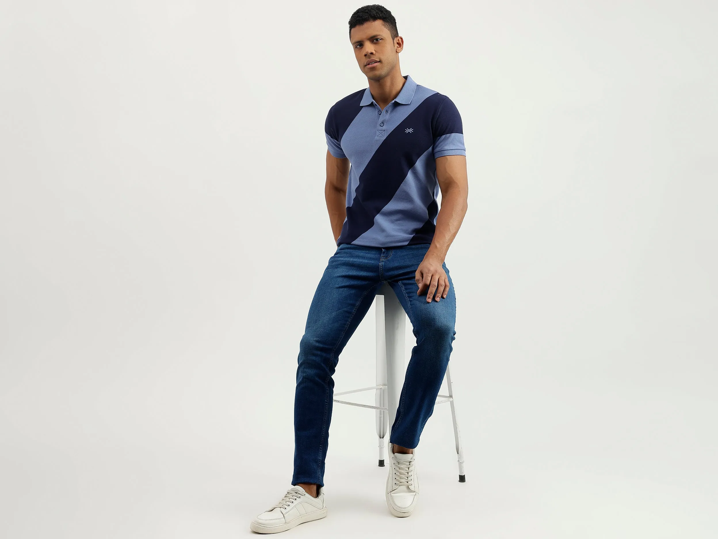 Regular Fit Polo Collar Striped T-Shirt