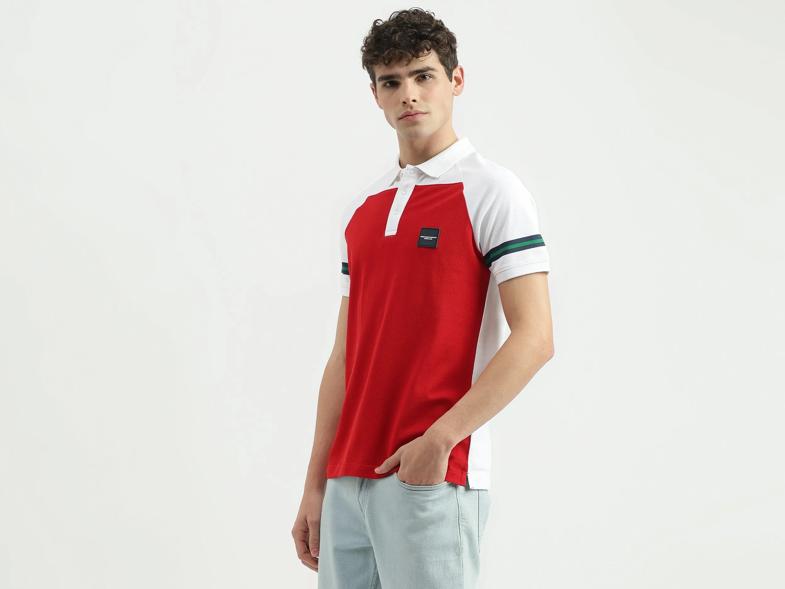 Regular Fit Polo Neck Colorblock T-Shirt