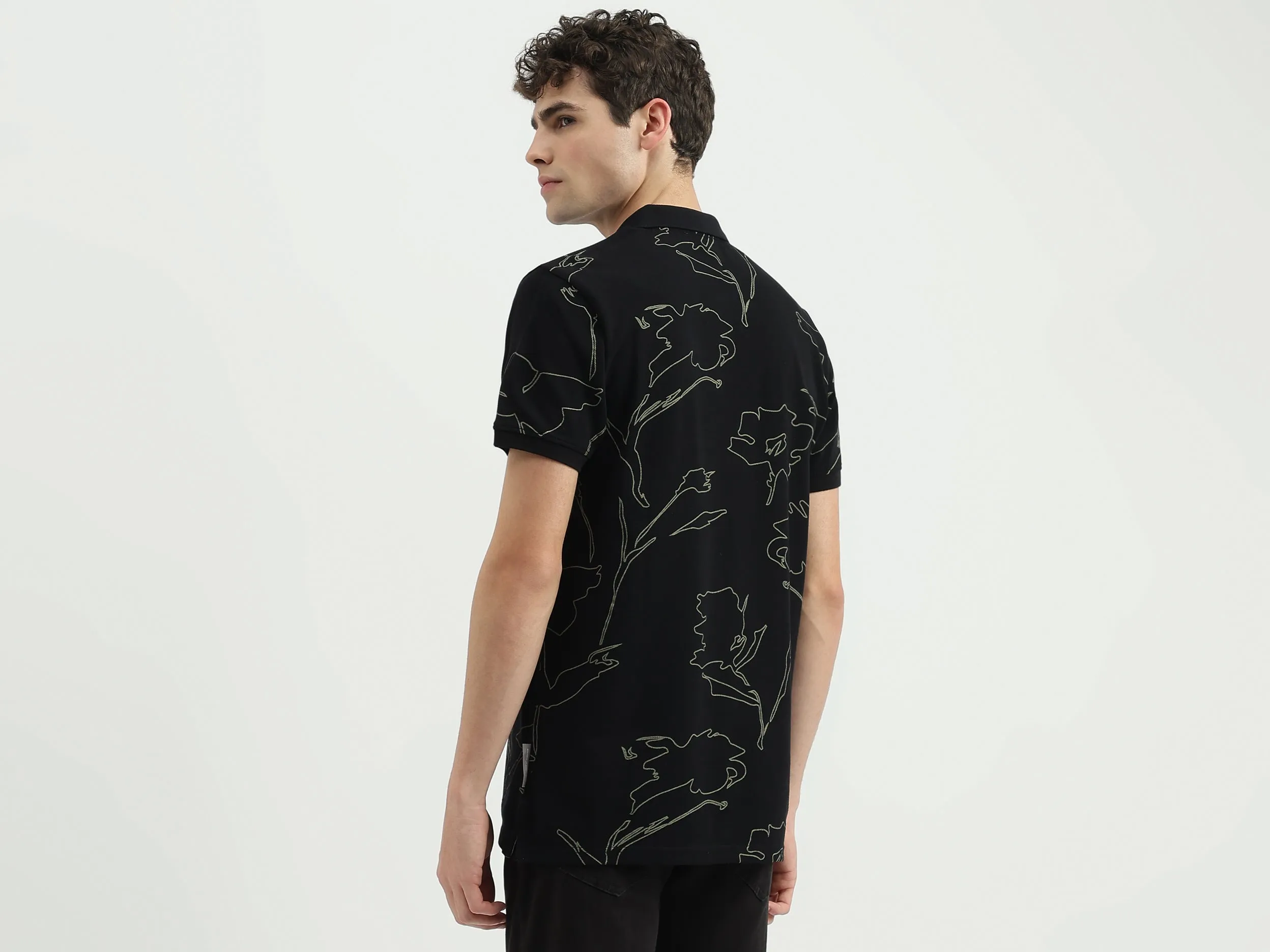 Regular Fit Polo Neck Printed T-Shirt
