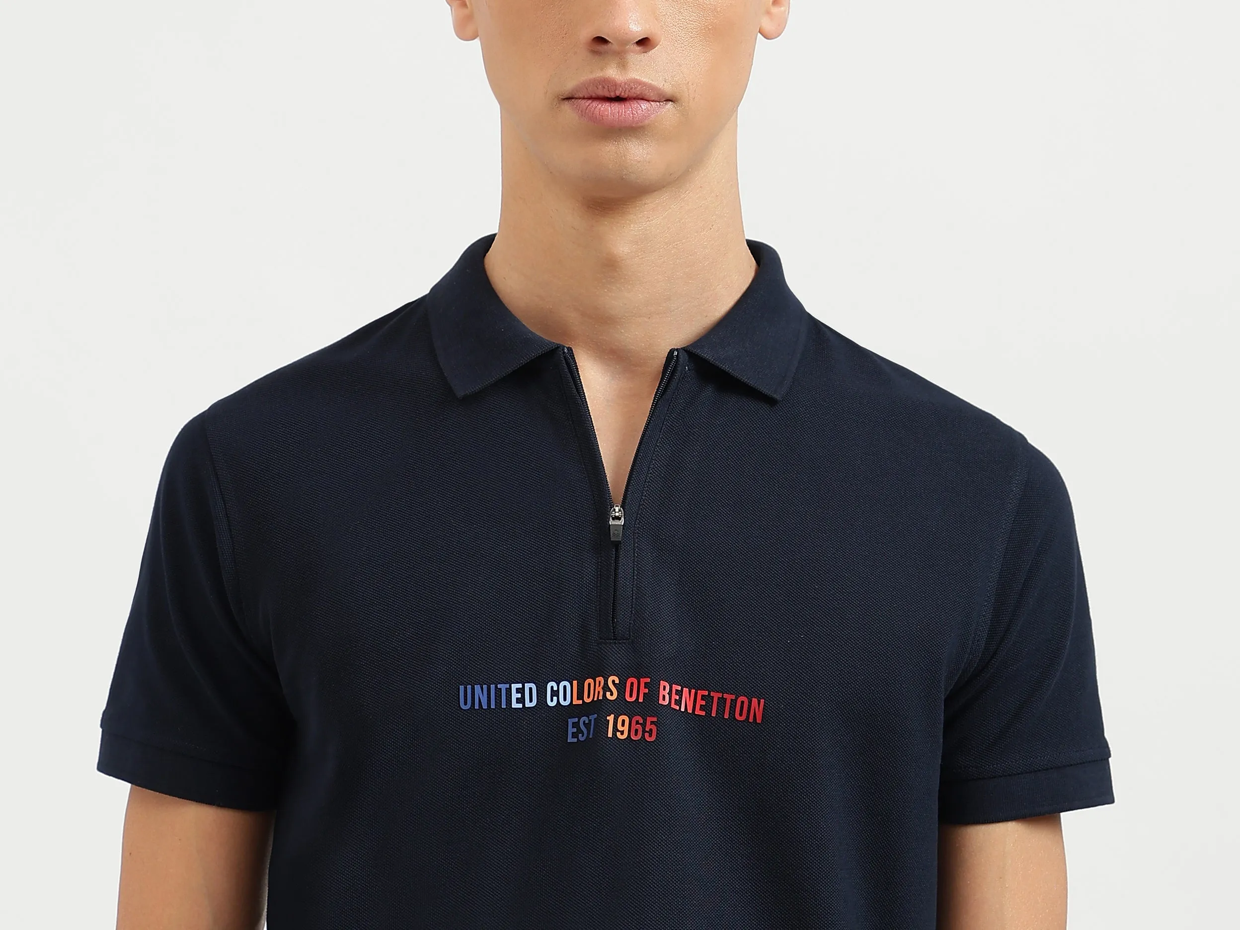 Regular Fit Polo Neck Solid Tshirt