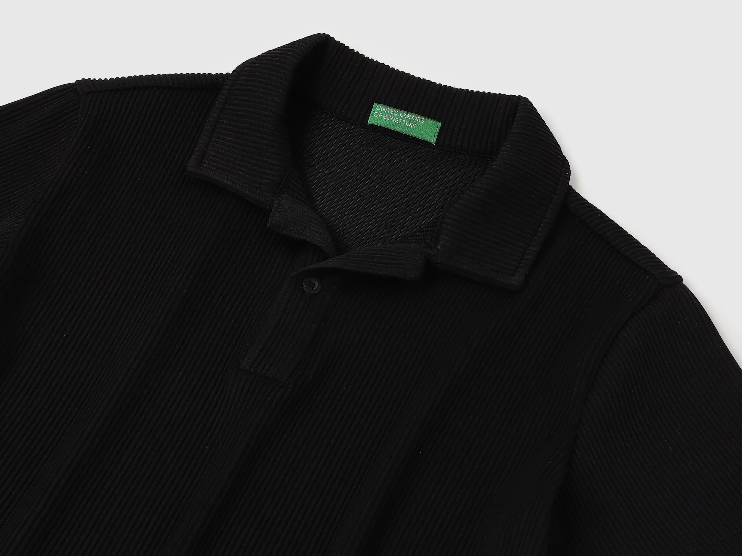 Regular Fit Polo Neck Textured T-shirt