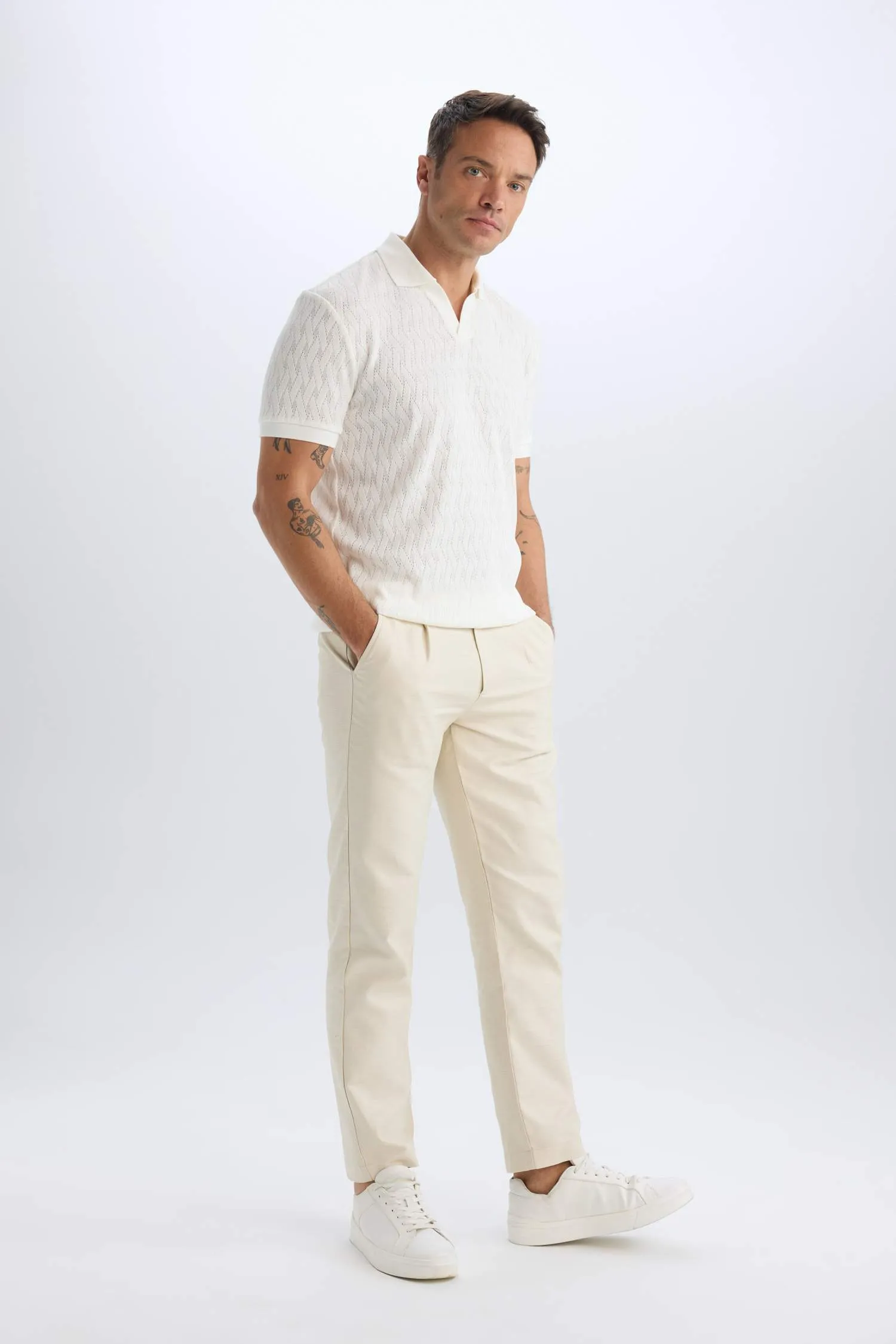 Regular Fit Short Sleeve Mesh Look Polo T-Shirt