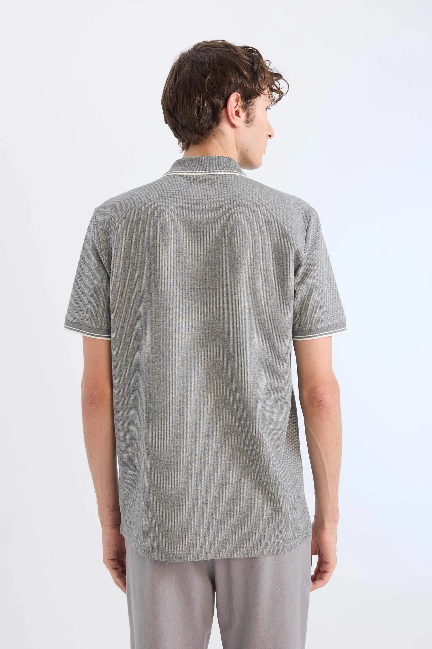 Regular Fit Short Sleeve Waffle Polo T-Shirt