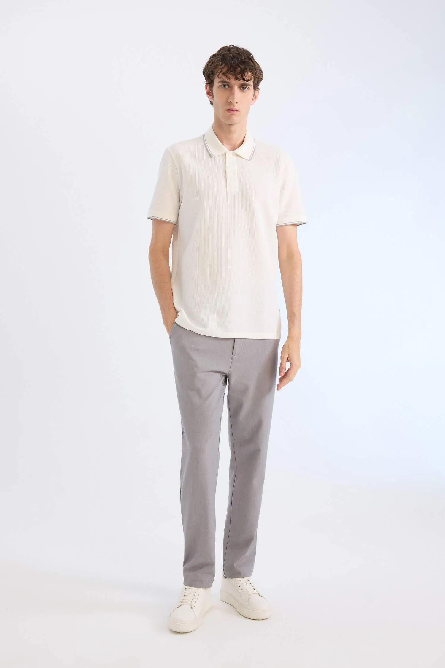 Regular Fit Short Sleeve Waffle Polo T-Shirt