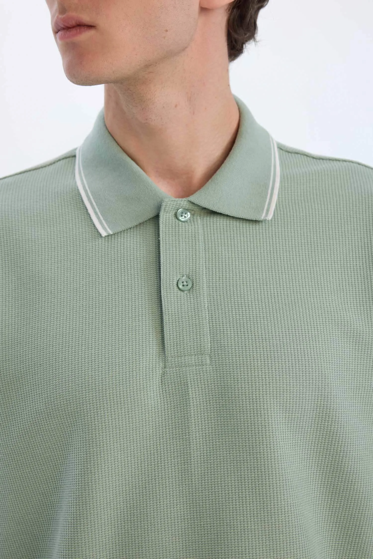Regular Fit Short Sleeve Waffle Polo T-Shirt