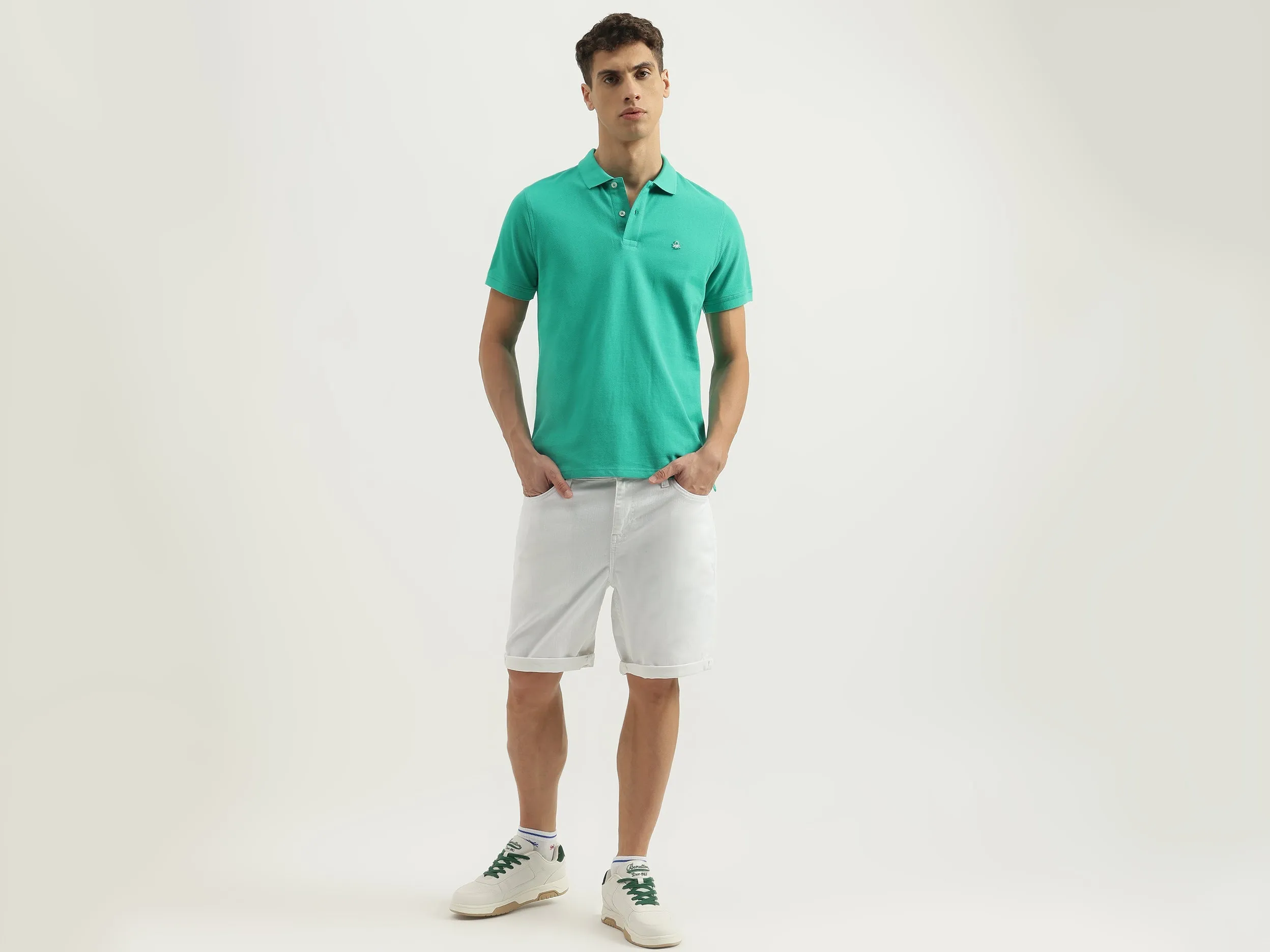 Relaxed Fit Polo Neck Solid Tshirt
