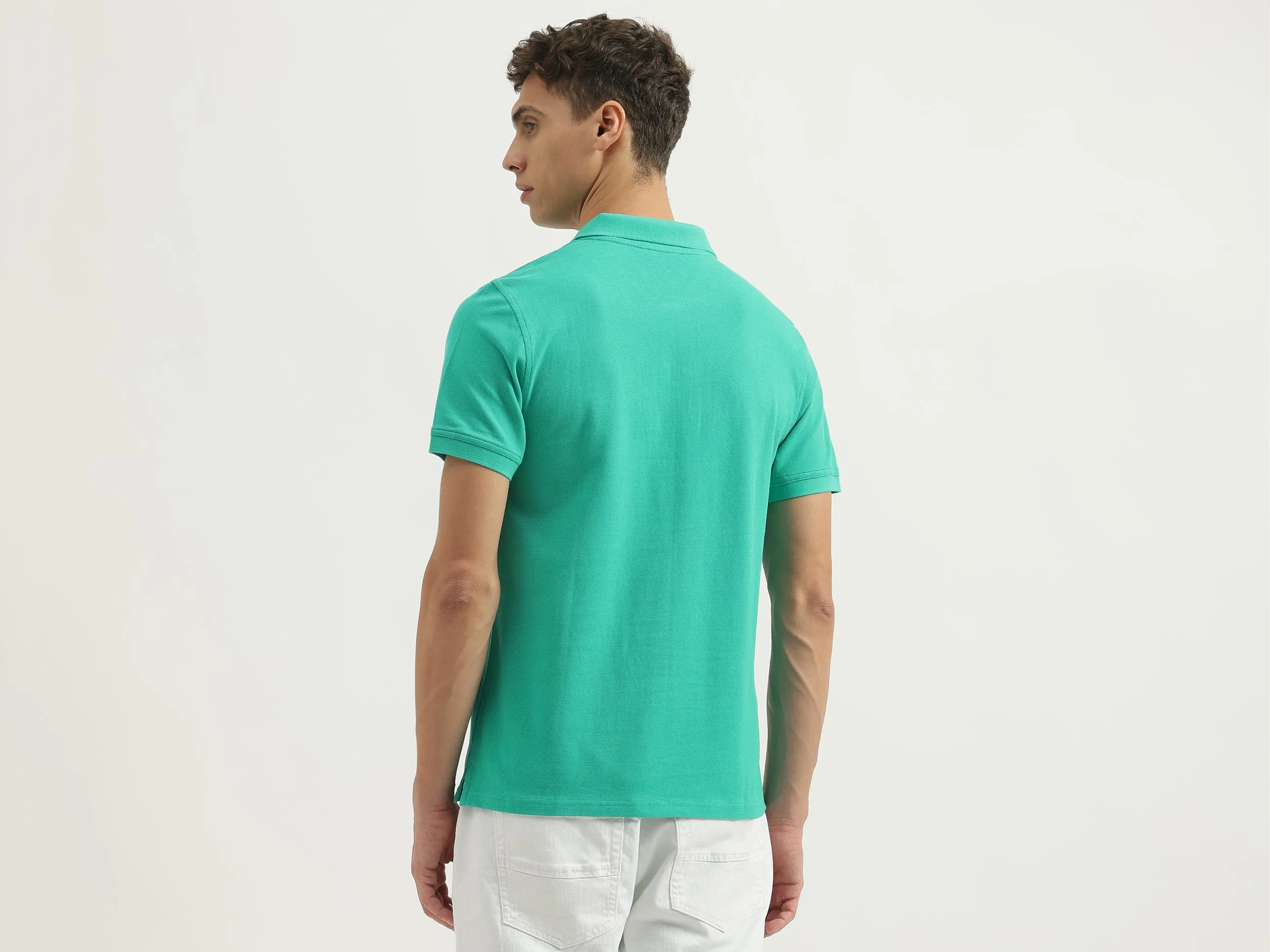 Relaxed Fit Polo Neck Solid Tshirt