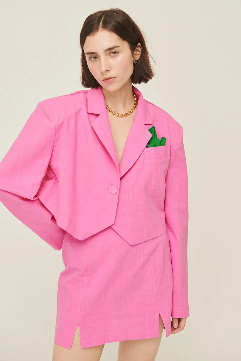 Sabrina Cropped Handkerchief Blazer