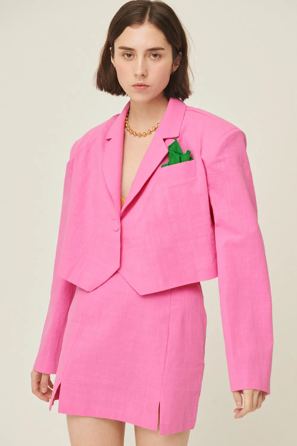 Sabrina Cropped Handkerchief Blazer