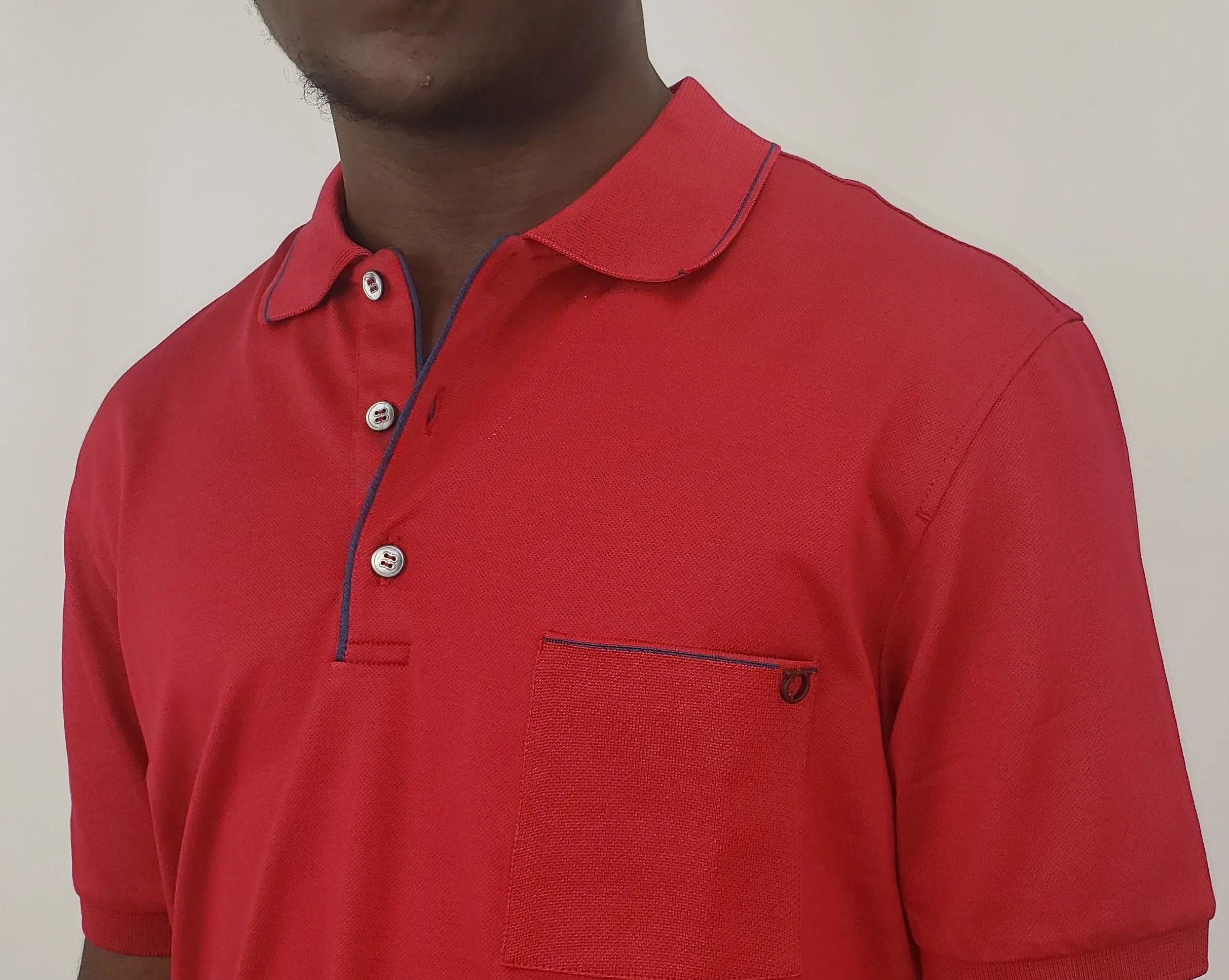 Salvatore Ferragamo Short Sleeve Polo in Red