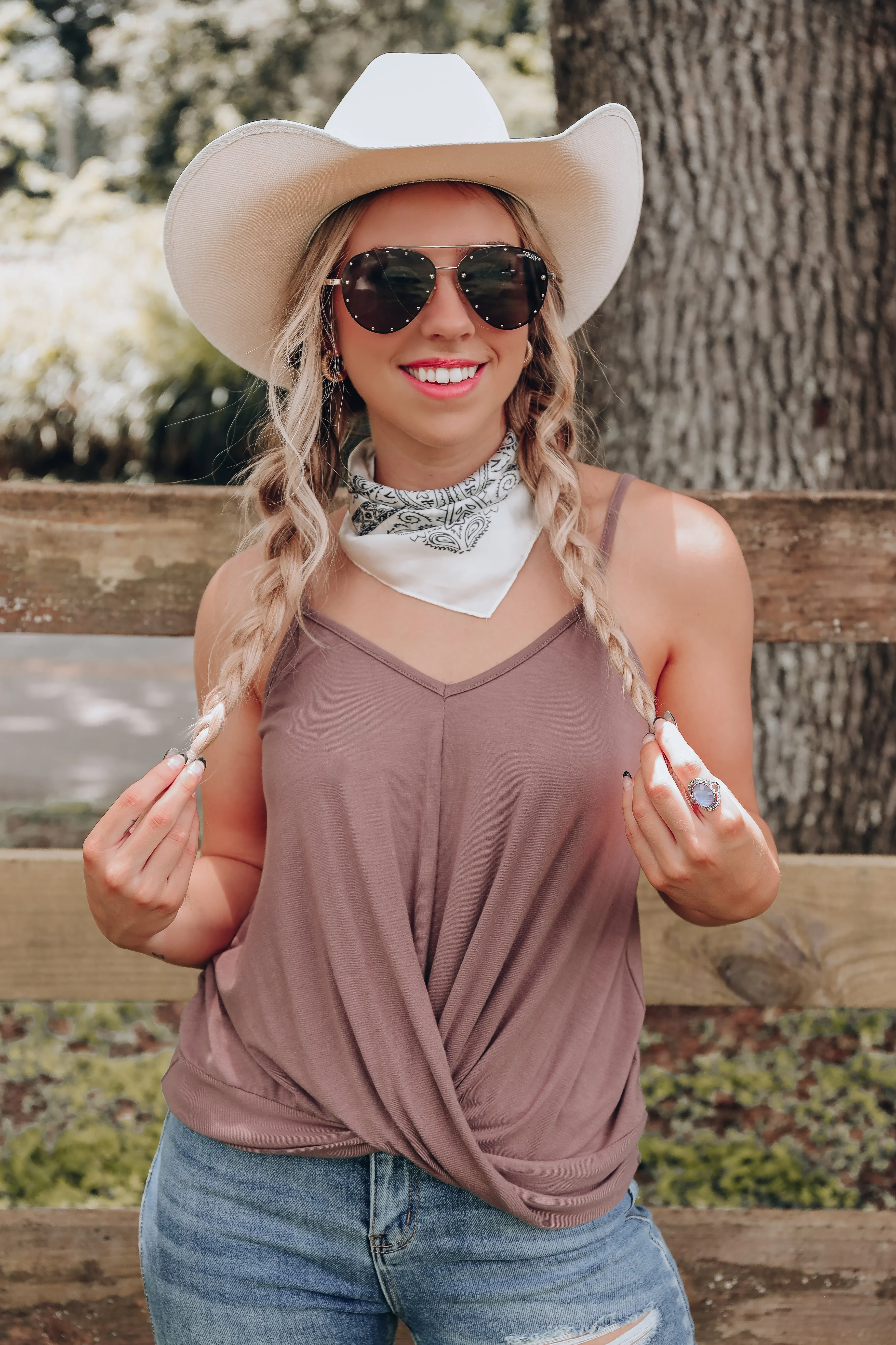Sandy Wrap Cami Top - Mocha