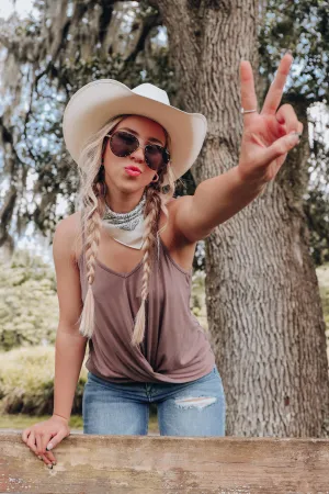 Sandy Wrap Cami Top - Mocha