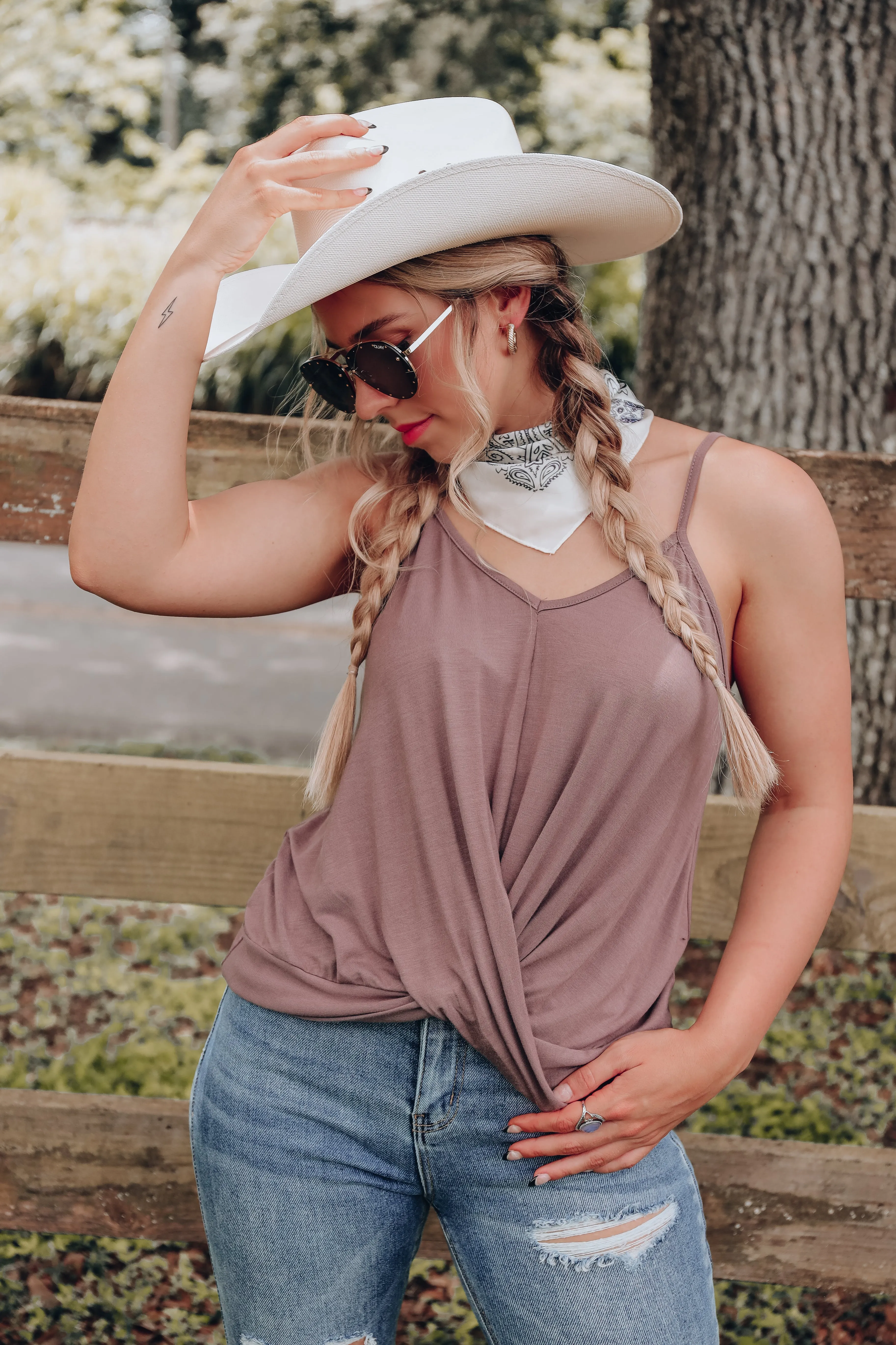 Sandy Wrap Cami Top - Mocha