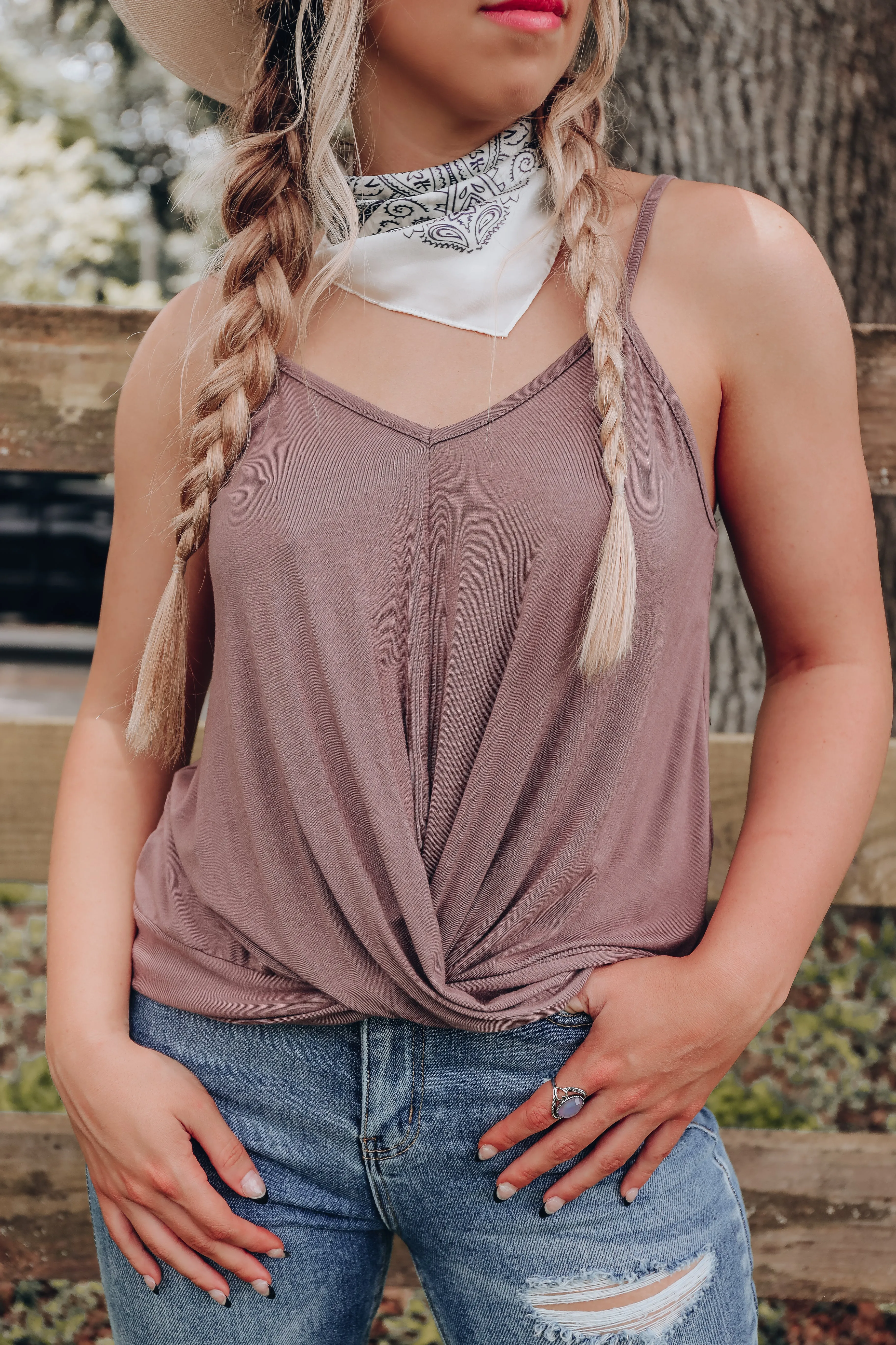 Sandy Wrap Cami Top - Mocha