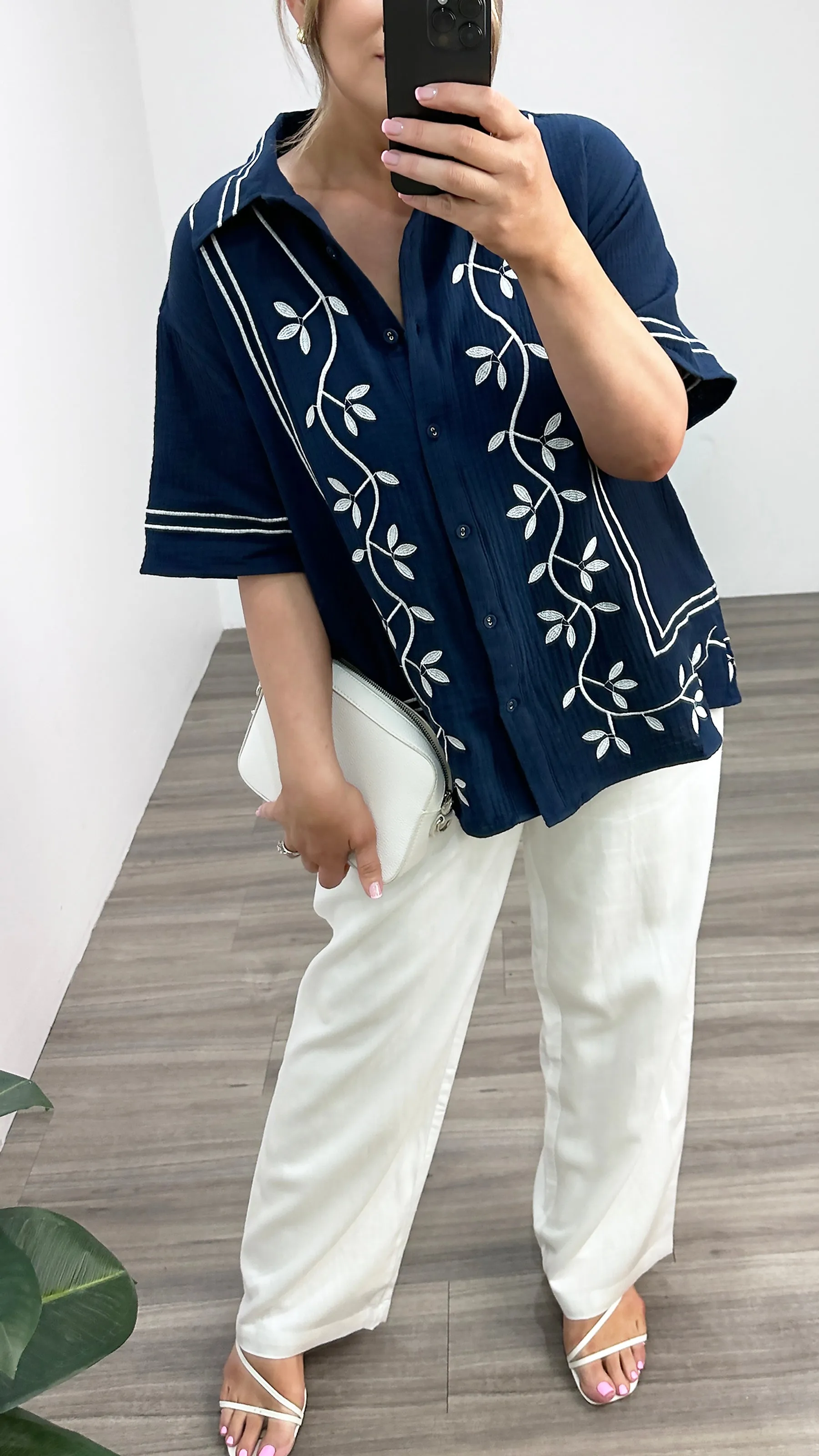 Sass Jayden Short Sleeve Shirt Navy