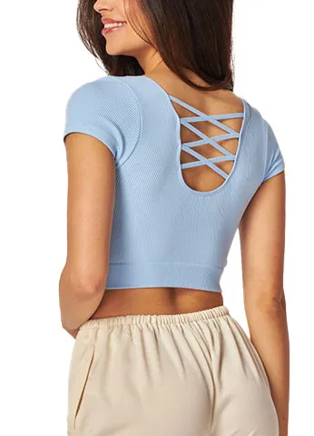 SEAMLESS LATTICE BACK CROP TOP(EMMA05) <Bundle>