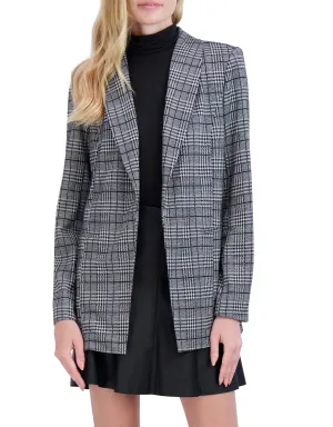 Shawl Collar, Plaid Knit Unlined Blazer