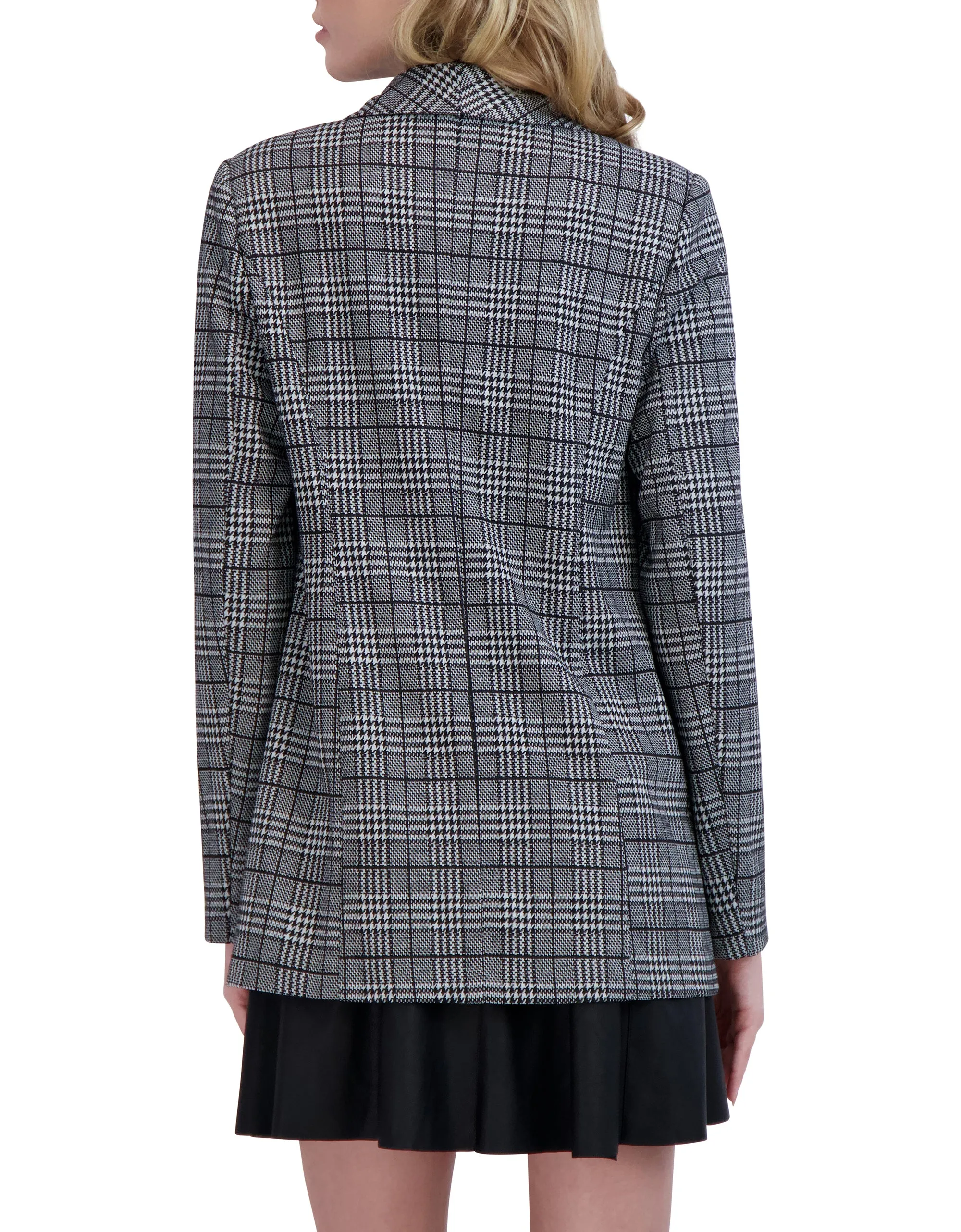 Shawl Collar, Plaid Knit Unlined Blazer