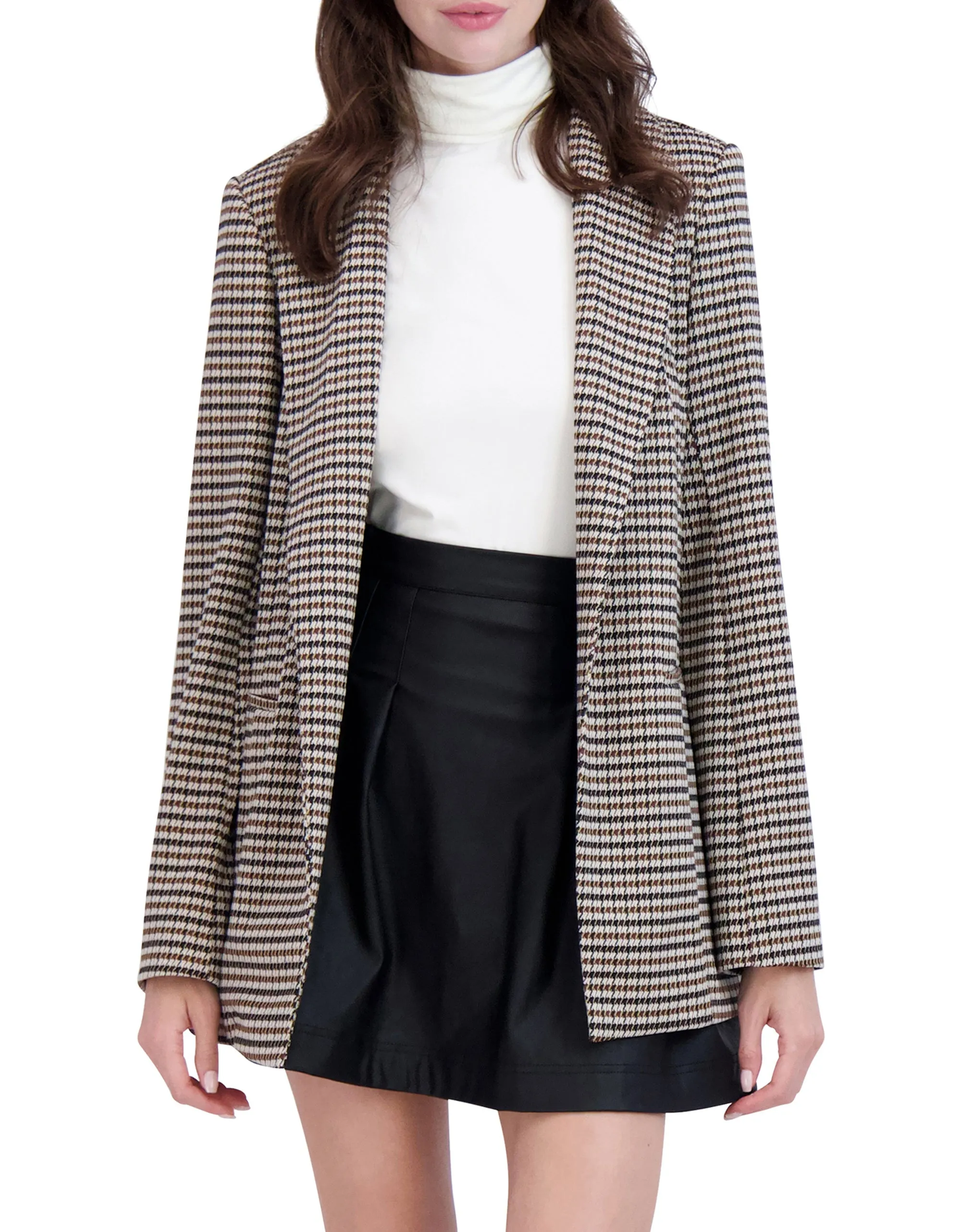 Shawl Collar, Plaid Knit Unlined Blazer