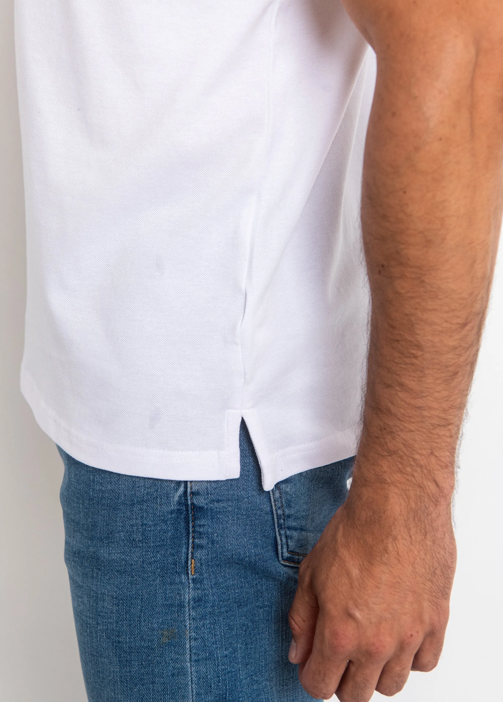 Short sleeve polo shirt with mandarin collar
