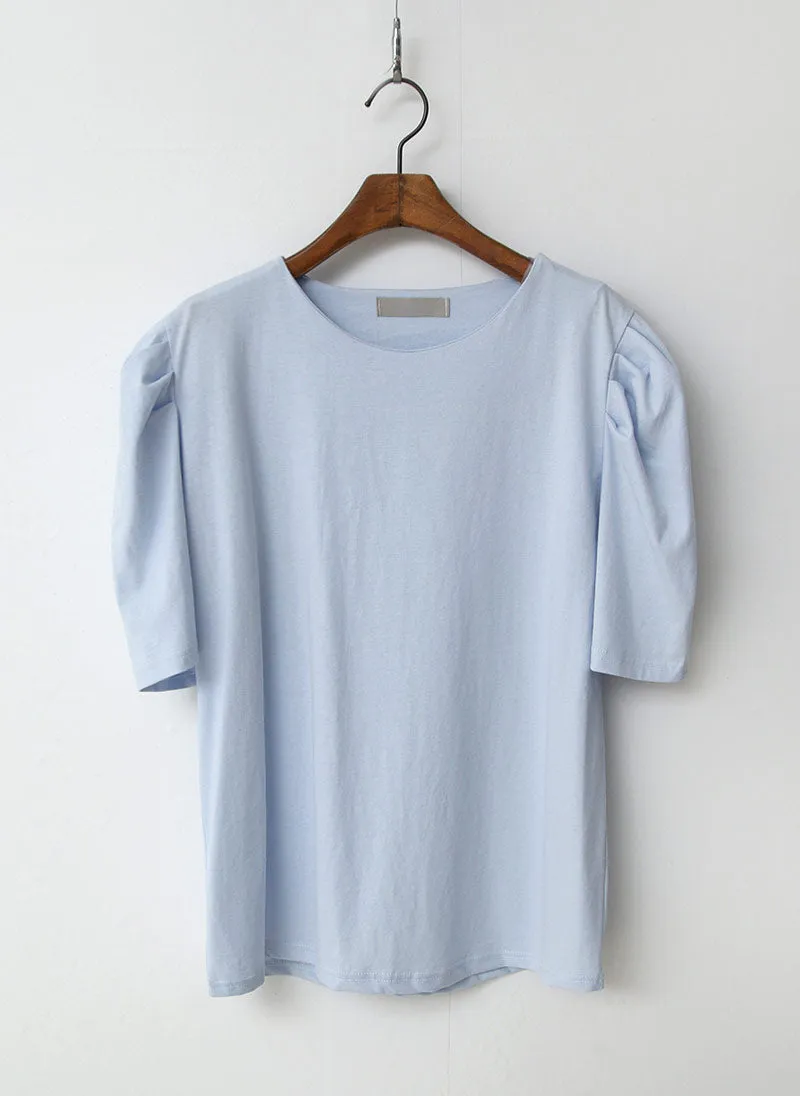 Silky Puff Sleeve Basic Tee