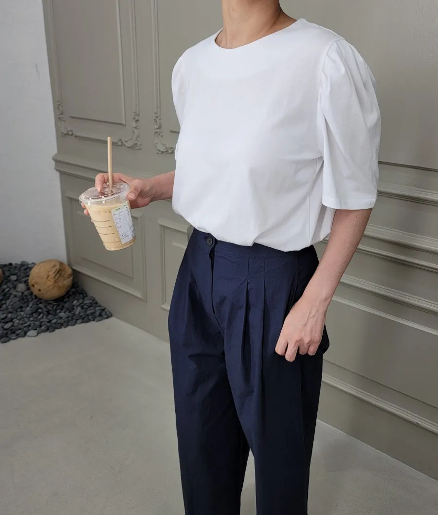 Silky Puff Sleeve Basic Tee