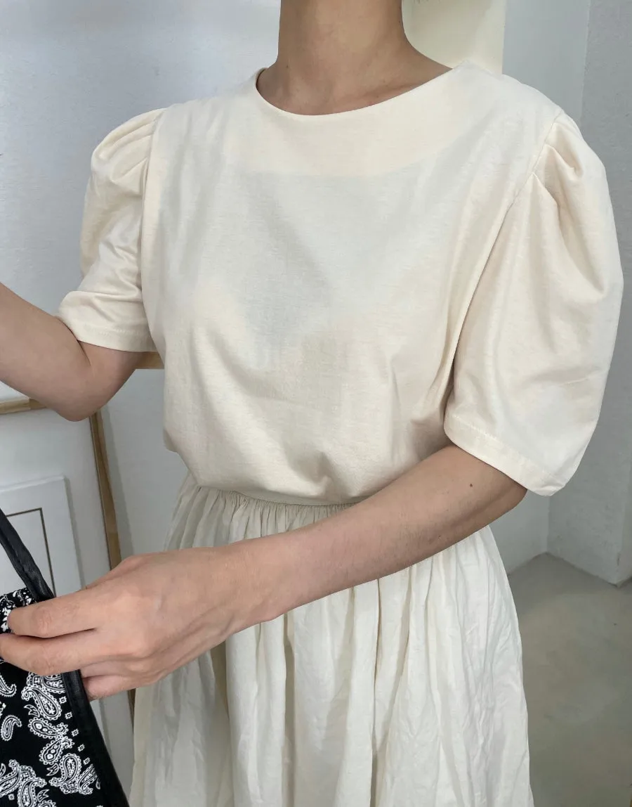 Silky Puff Sleeve Basic Tee