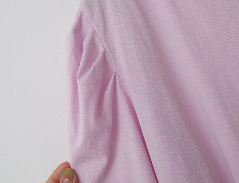 Silky Puff Sleeve Basic Tee