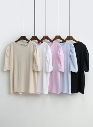 Silky Puff Sleeve Basic Tee