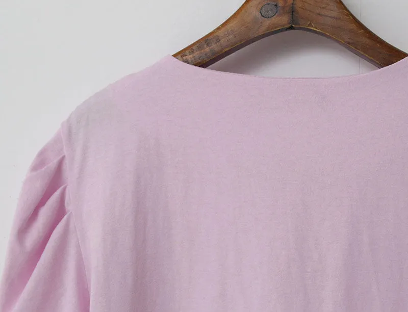 Silky Puff Sleeve Basic Tee