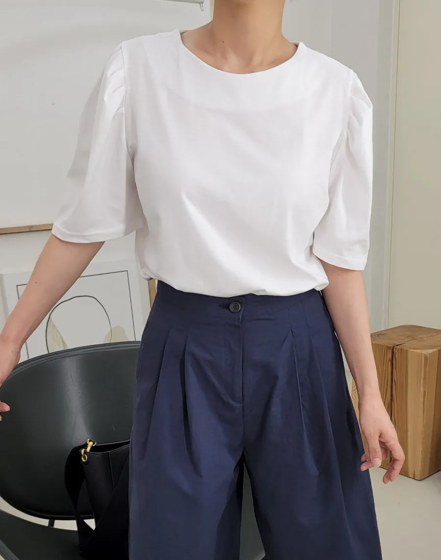 Silky Puff Sleeve Basic Tee