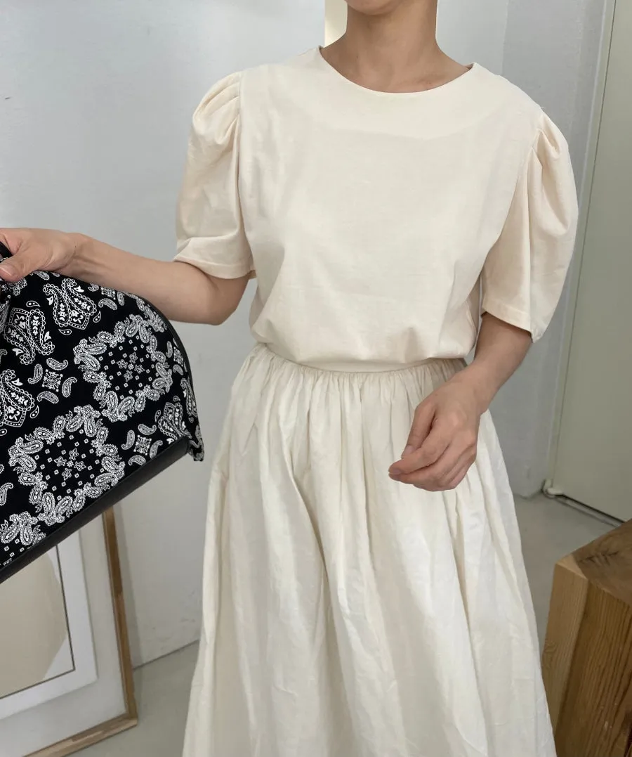 Silky Puff Sleeve Basic Tee