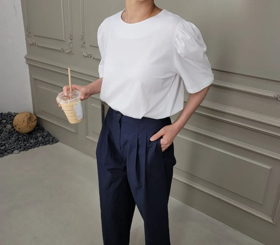 Silky Puff Sleeve Basic Tee