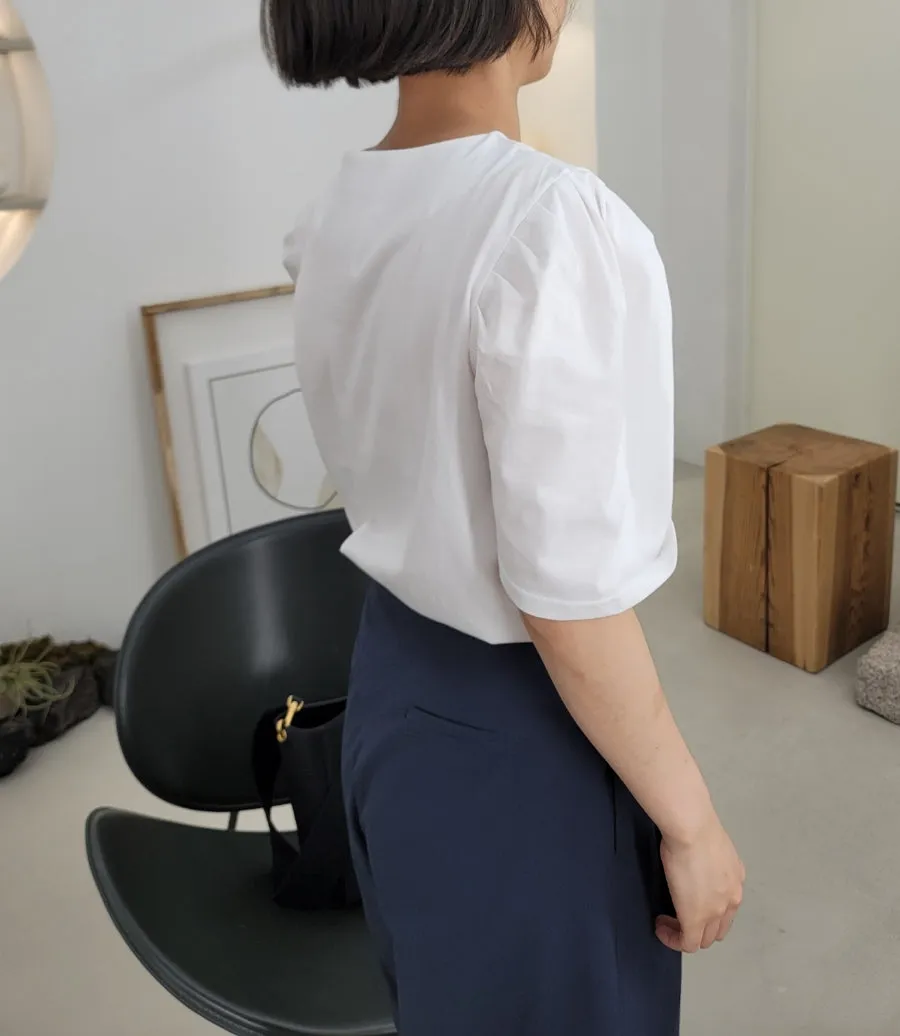 Silky Puff Sleeve Basic Tee