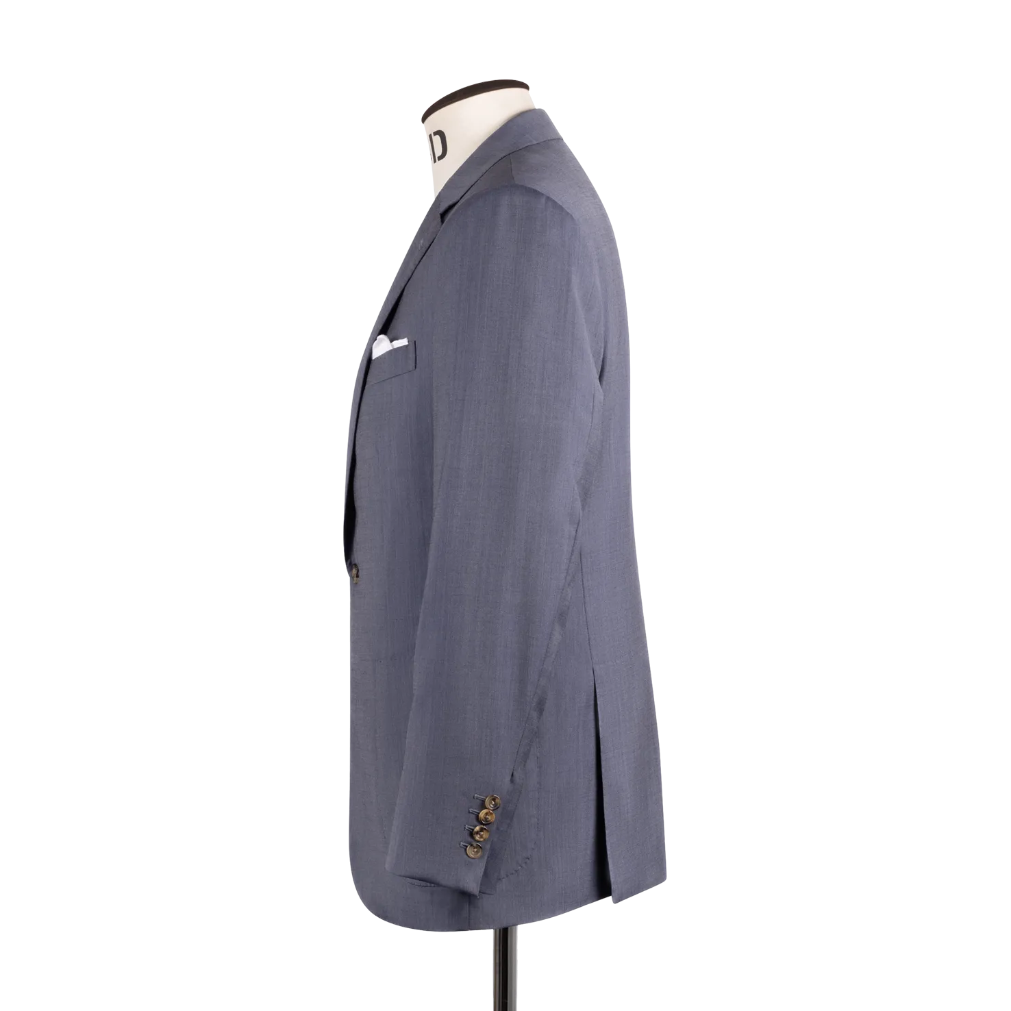 Single Breasted Notch Lapel Jacket in Denim Blue Wool